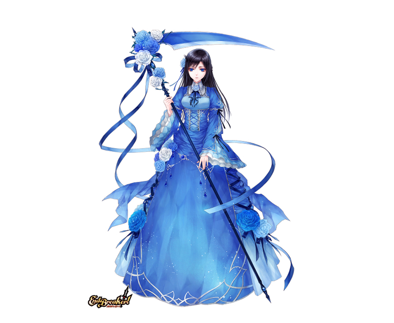 Аниме персонаж в синем платье